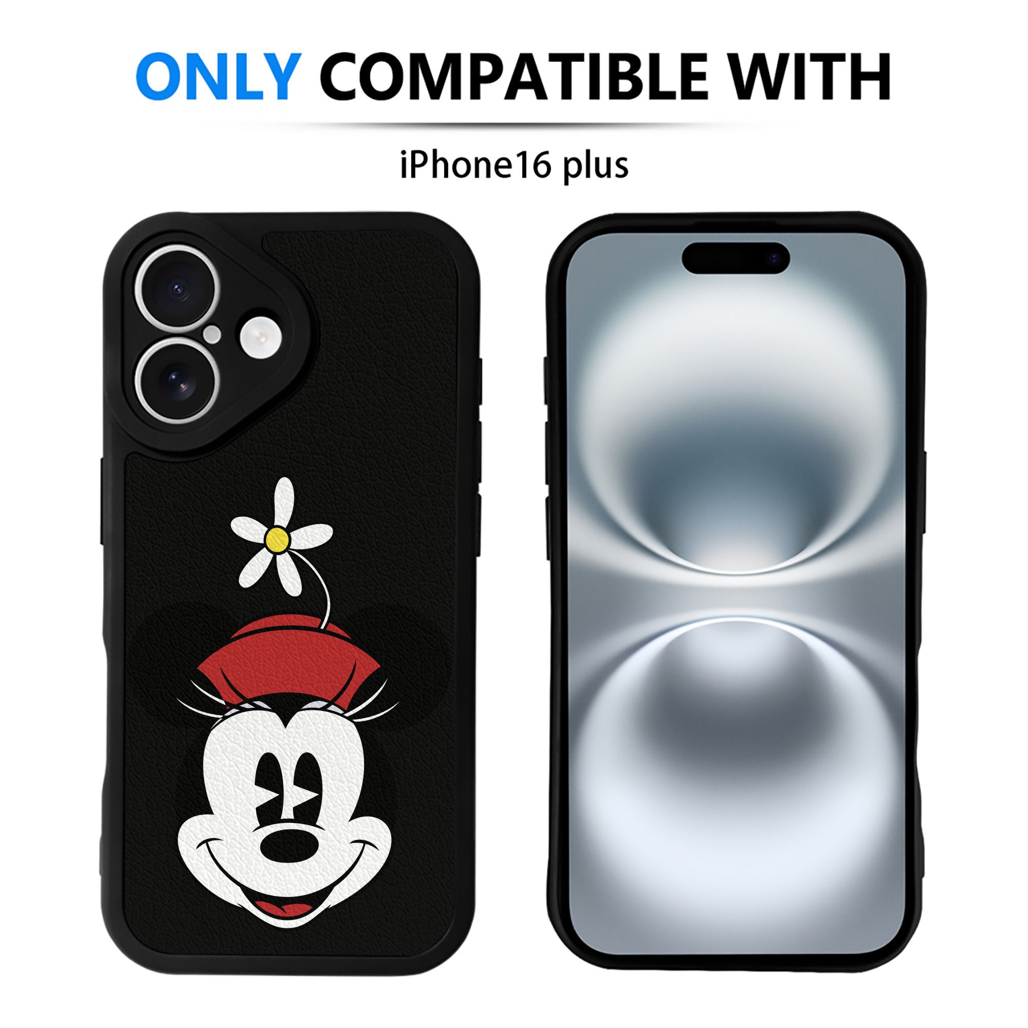 （画像用） ミッキーマウス Mickey Mouse 【iPhone 16シリーズ対応】シリコンスマホケース（レザー調） 材質：シリコン